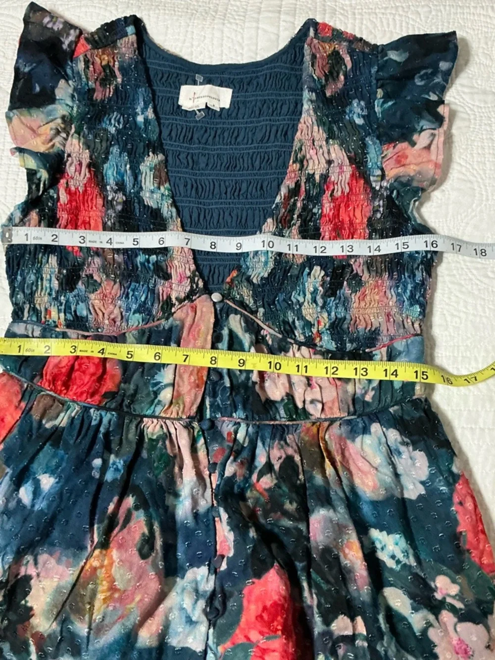 EUC Anthropologie The Peregrine Jumpsuit: Printed Eyelet Edition Size Small - Picture 10 of 16